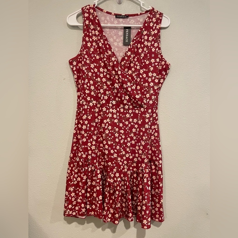 NWT Fensace Red Floral Mini Dress